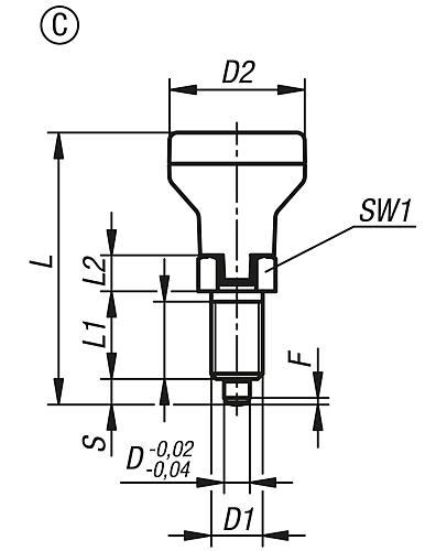 Arretierbolzen mit Zustandssensor, Gr.1, M10x1, D=5, Form: C mit Rastnut, ohne Kontermutter, Edelstahl gehärtet - K1495.03105 - kommt direkt von HUG Technik 😊