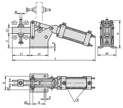 Pneumatikspanner horizontal Stahl, schwere Ausführung - K0092.2000 - bei HUG Technik ♡