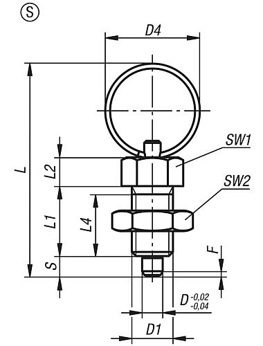 Arretierbolzen Gr.0 M08x1, Form: S Edelstahl, gehärtet, D=4 - K0342.04004 - erhältlich bei ♡ HUG Technik ✓