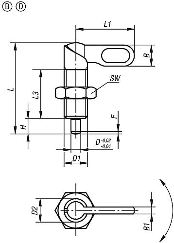 Sperrriegel M10, Form: B Stahl, D=4 - K0348.050410 - bei HUG Technik ✭