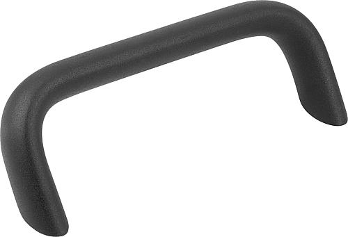 Bügelgriff oval schrägstehend, A=180, L=197, D=M08, Aluminium schwarz pulverbeschichtet - K1634.1800108
