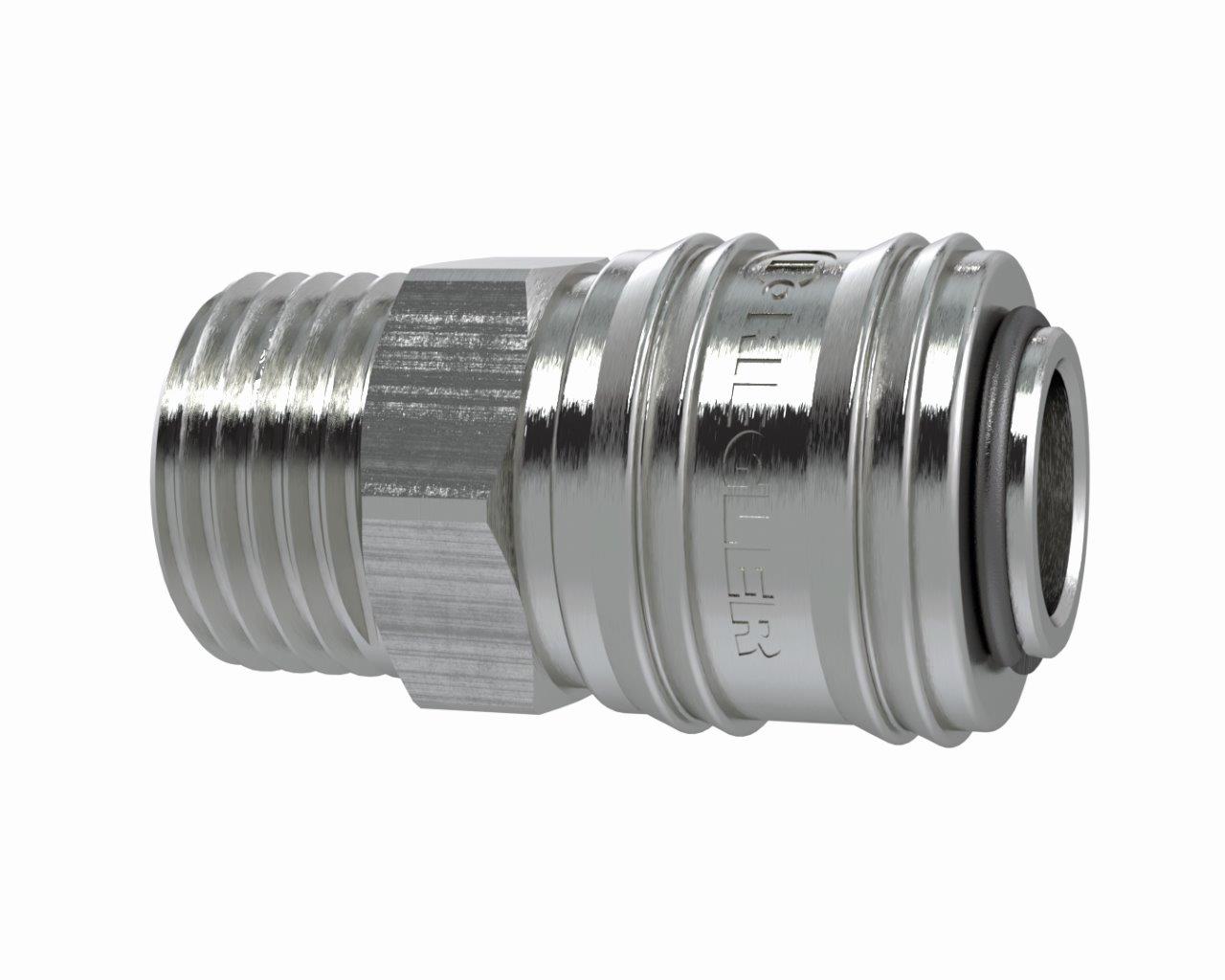 Schnellverschlusskupplung NW 7,2, Messing vernickelt, G 1/4 AG - bei HUG Technik ✭