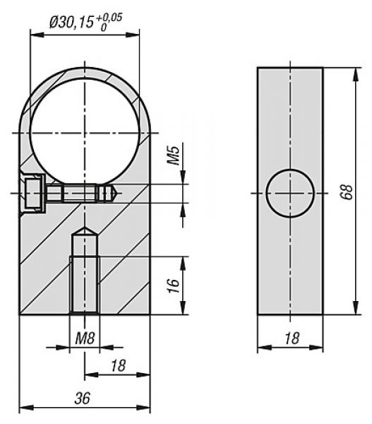 Haltestück, Form: A, natur eloxiert - K1018.08301 - direkt bei HUG Technik ✓