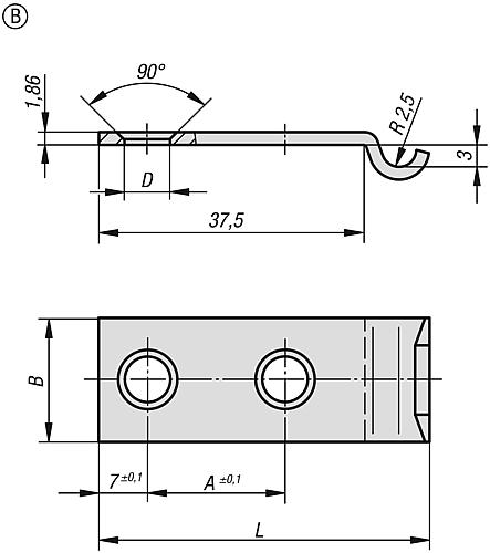 Gegenhaken gekröpft, für Spannverschluss Form: B 48x18, A=20, D=4,6, Edelstahl 1.4301 gleitgeschliffen - K1336.92460482 - bekommst Du bei ★ HUG Technik ✓