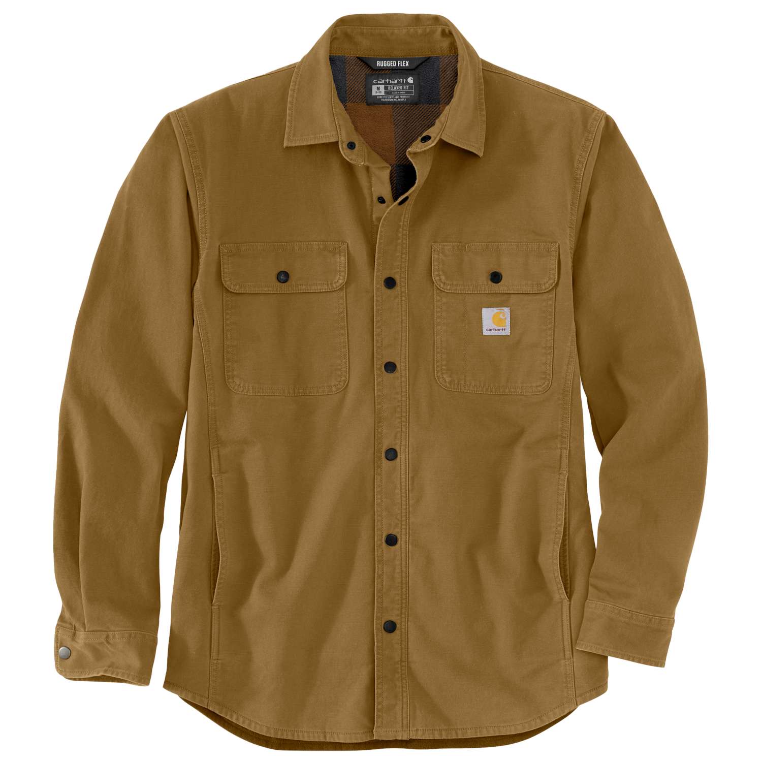 carhartt® Herren Hemdjacke »CANVAS FLEECE-LINED SHIRT JAC« oak brown Flach  - erhältlich bei ✭ HUG Technik ✓