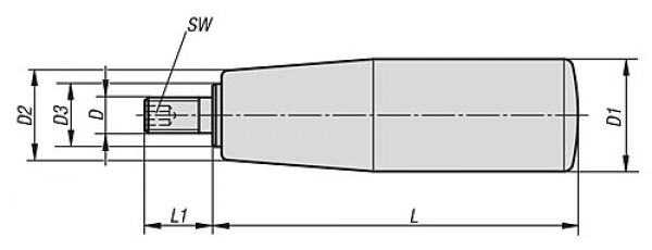 Zylindergriff drehbar M06 Thermoplast, Komp: Stahl, L=51 - K0740.06200520 - direkt bei HUG Technik ✓