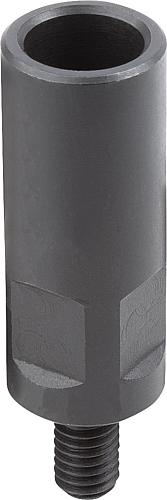 Produktbild Spannhakenaufnahme, Form: A mit Vierkant, D1=M04, D2=M06, L=35, Vergütungsstahl schwarz brüniert - K0017.04035 - bei HUG Technik ✓