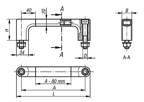 Rohrgriff Aluminium, A=180, D=M12 - K0209.180 - kommt direkt von HUG Technik 😊