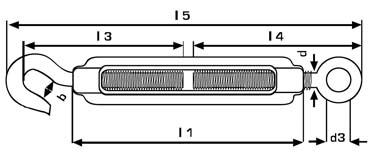 PÖSAMO Spannschloss Haken / Öse, M5 x 70mm  Edelstahl A4, ähnl. DIN 1480 - erhältlich bei ✭ HUG Technik ✓