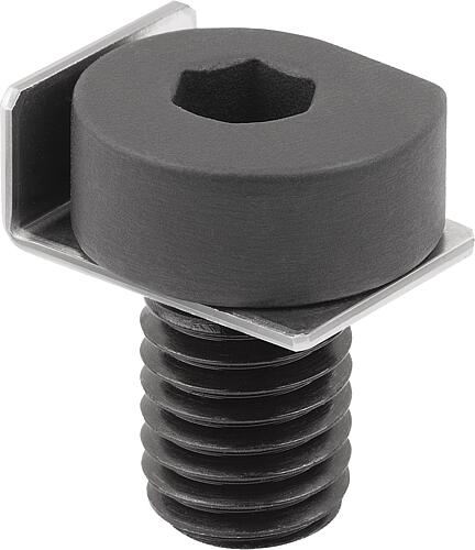 Spannexzenter, Form:B mit Spannblech, M08, F=4,7, Vergütungsstahl brüniert Komp:Edelstahl blank - K2048.081