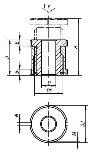 Höhenverstell-Element H=106 Edelstahl, D2=70, D=22 - K0692.040201 - erhältlich bei ✭ HUG Technik ✓