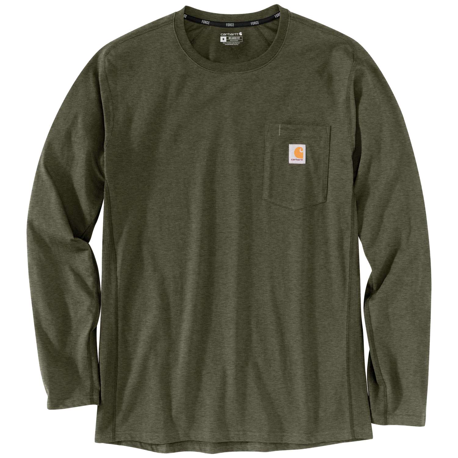 carhartt® Herren-T-Shirt »FORCE FLEX POCKET T-SHIRT L/S« - Gr. L, basil heather - bei HUG Technik ♡