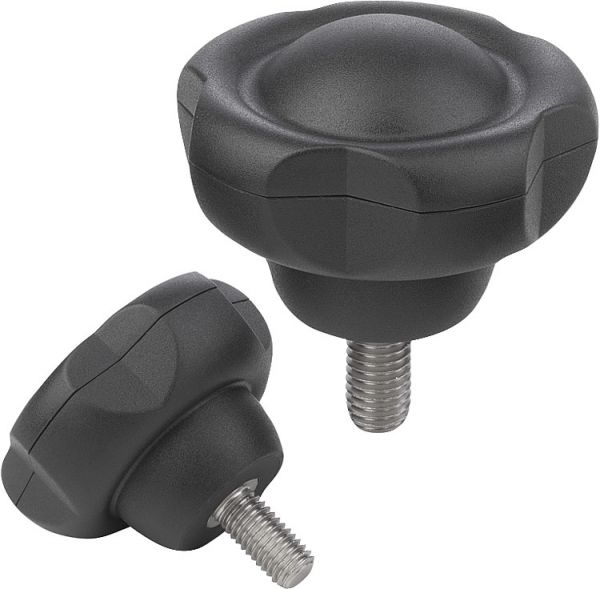 Fünfsterngriff antibakteriell M10x20 Thermoplast, grau RAL7015, D=63 - K0255.1263101144X20 - direkt bei HUG Technik ✓