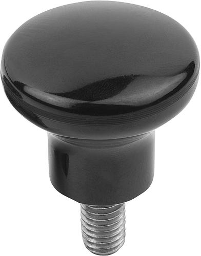 Pilzknopf poliert M05X10 D1=18 Duroplast, schwarz, Komp:Autom.Stahl, Komp:blau passiviert - K1289.1805X10 - gibt’s bei ☆ HUG Technik ✓