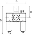 Wartungseinheit 3-tlg. »FUTURA-mini«, Metallbe., Standardmanometer, G 1/4, 0,1-4, HA - direkt von HUG Technik ✓