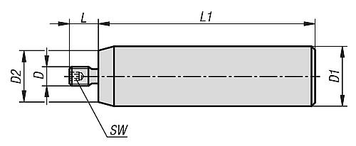 Zylindergriff drehbar M05, Komp: Edelstahl, L=60 - K1000.105 - bei HUG Technik ✓