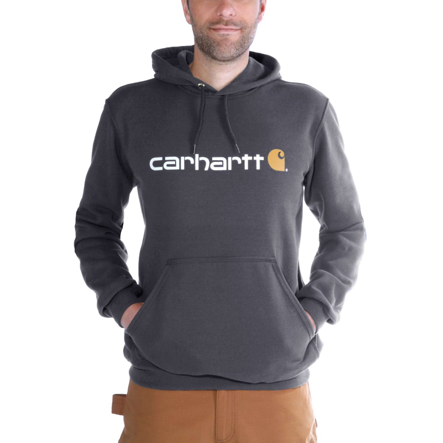 carhartt® Herren Hoodie Loose Fit SIGNATURE LOGO SWEATSHIRT carbon heather 🖤 bei HUG Technik ✓
