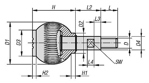 Griffkugel drehbar Gr.1 M06 Thermoplast, schwarz RAL7021, Komp: Edelstahl, Komp: schwarz RAL7021 - K0254.0106 - bei HUG Technik ✭