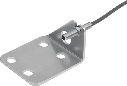 Produktbild Zustandssensor mit Halter Fuß waagrecht, Schließer Gr.3 M06X35, Form V für Schnellspanner vertikal, Edelstahl blank - K1736.06121 - direkt von HUG Technik ✓