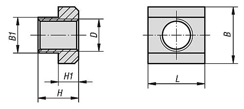 Mutter für T-Nut M04 Aluminium, blank, DIN508, BT=6 - K0377.204 - bei HUG Technik ♡