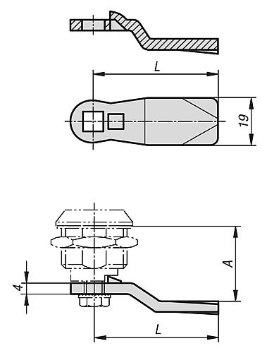 Zunge für Drehriegel, Stahl - K0523 - gibt’s bei HUG Technik ✓ Zunge Stahl, L=35 - K0523.135X245 - gibt’s bei ☆ HUG Technik ✓
