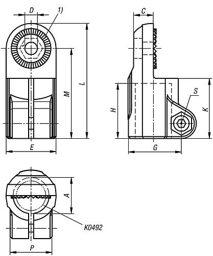 Rohrverbinder Gelenkstück mit Außenverzahnung für Rundrohre A=12,1, Aluminium, Komp: Stahl verzinkt - K0485.512 - bekommst Du bei ★ HUG Technik ✓