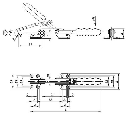 Hakenspanner horizontal Edelstahl, Komp: Kunststoff - K0079.0130N - bei HUG Technik ☆