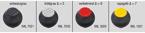 Griffkugel Gr.1 M06 Thermoplast, schwarz RAL7021, Komp: Edelstahl, Komp: gelb RAL1021, D=25 - K0253.01067 - direkt bei HUG Technik ✓