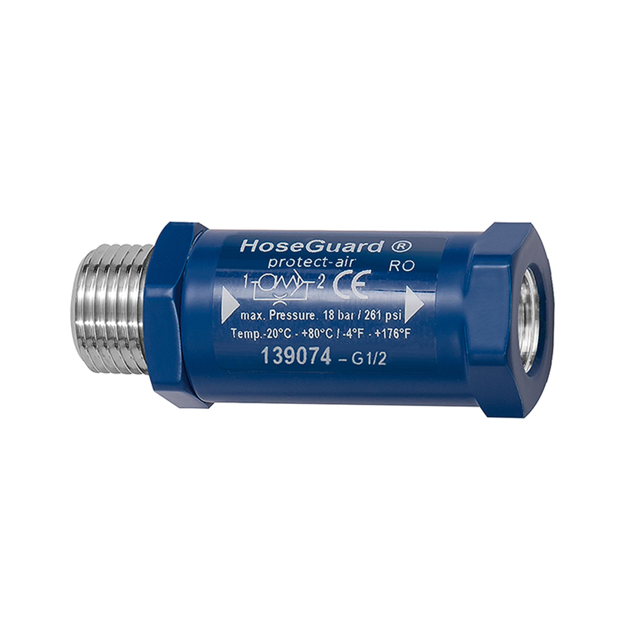Schlauchbruchsicherung »Hose Guard«, Alu/Polyacetat, G 1/2 AG/IG - gibt’s bei ☆ HUG Technik ✓