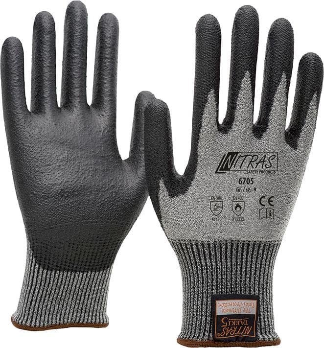 Nitras® Schnittschutzhandschuh »Taeki5«, PU-beschichtet, grau-schwarz - kommt direkt von HUG Technik 😊