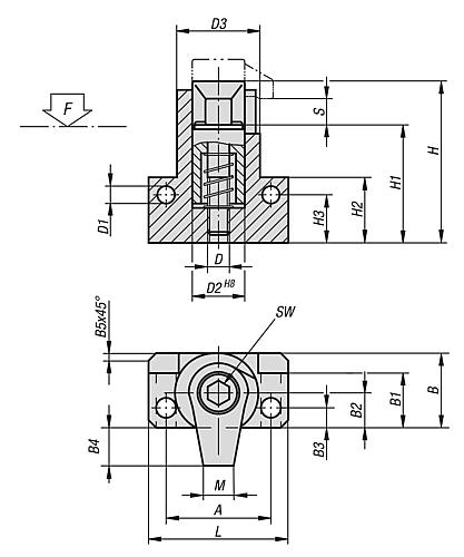 Spannhaken mit Winkelaufnahme, B4=18, Vergütungsstahl - K0016.0618 - erhältlich bei ♡ HUG Technik ✓