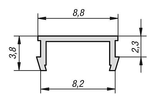 Zeichnung Abdeckprofil L=2000, schwarz, Typ I - K1055.0811 - bei HUG Technik ✭