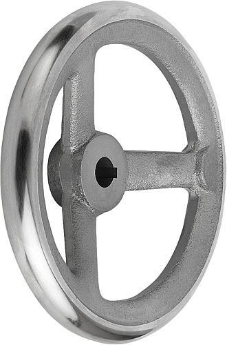 Handrad mit Nut D1=100 Grauguss, ohne Griff, Komp: Stahl, D2=10 - K0671.1100X10 - bei HUG Technik ☆