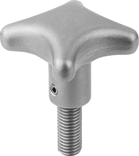 Kreuzgriff DIN6335 M06X15 D1=32 H=21, Form:L, Edelstahl gestrahlt, Komp:Edelstahl - K0146.6032063X15 - erhältlich bei ✭ HUG Technik ✓