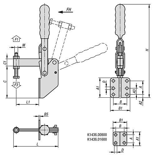 Schnellspanner Standard Stahl, Fuß abgewinkelt, Komp: Kunststoff, Komp: rot - K1436.00800 - direkt bei HUG Technik ✓