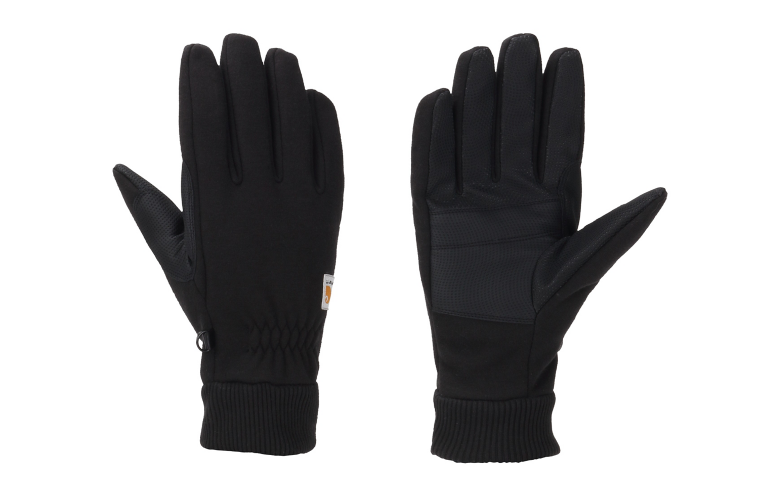 carhartt® Handschuh »Wind Fighter Thermal Lined Fleece Touch Sensitive Knit Cuff Glove« in black, flachgelegt.