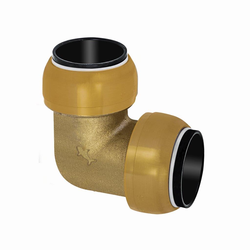 Winkelverbinder 90°, Messing, »sharkbite«, für Rohr-Außen-ø 35 mm - erhältlich bei ❣ HUG Technik ✓