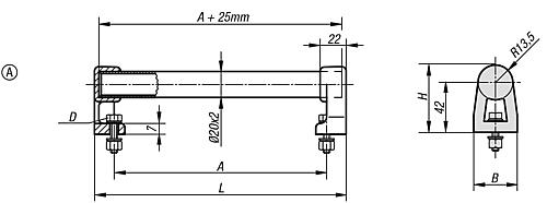 Rohrgriff geriffelt, Form: A Aluminium, schwarz geriffelt, Komp: Polyamid, A=150, D=M05x20 - K0223.150202 - kommt direkt von HUG Technik 😊