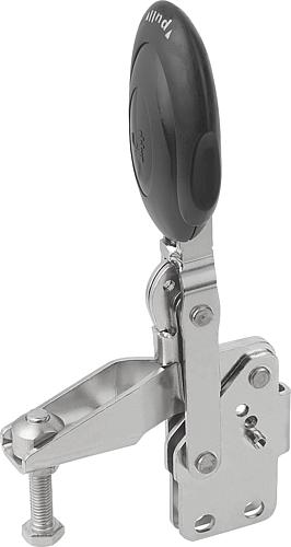 Schnellspanner mit Sicherheitsverriegelung, Fuß senkrecht, Edelstahl, Komp: Polyamid Komp: schwarz RAL7021, M=M06x35 - K0663.106100 - direkt bei HUG Technik ✓