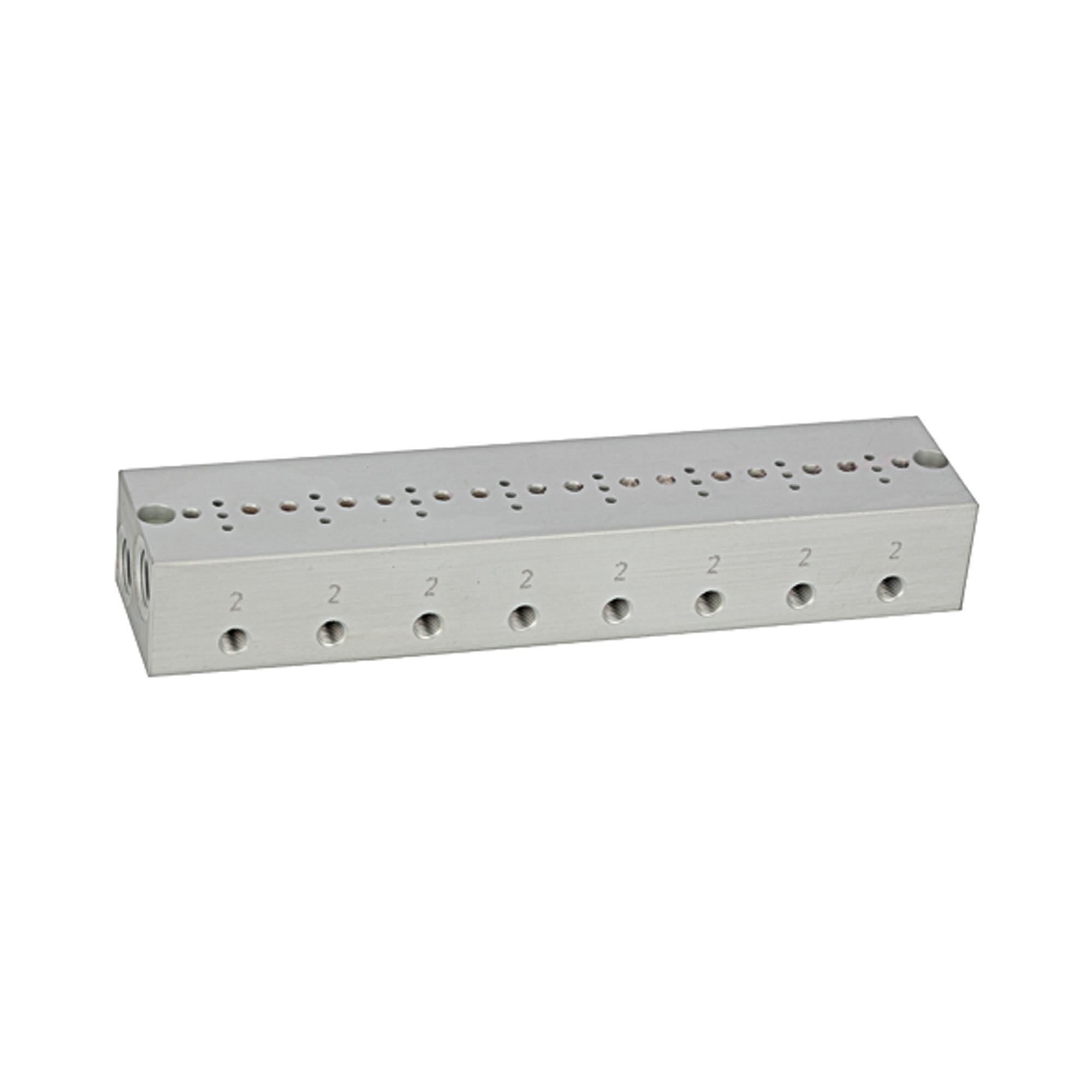Reihengrundplatte 8-fach, M5 für Mini-Magnetventile 15 mm - erhältlich bei ☆ HUG Technik ✓