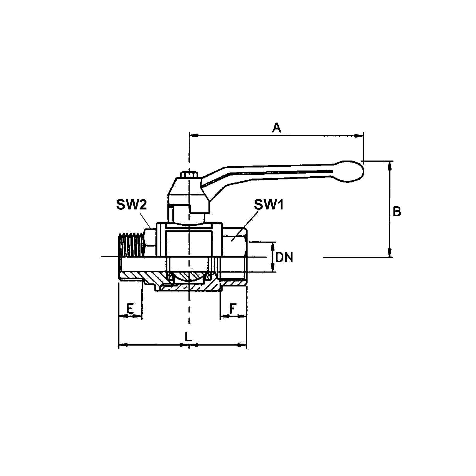 Kugelhahn schwere Ausführung, Handhebel, IG/AG, Messing vernickelt, G/R 1 - bekommst Du bei ★ HUG Technik ✓