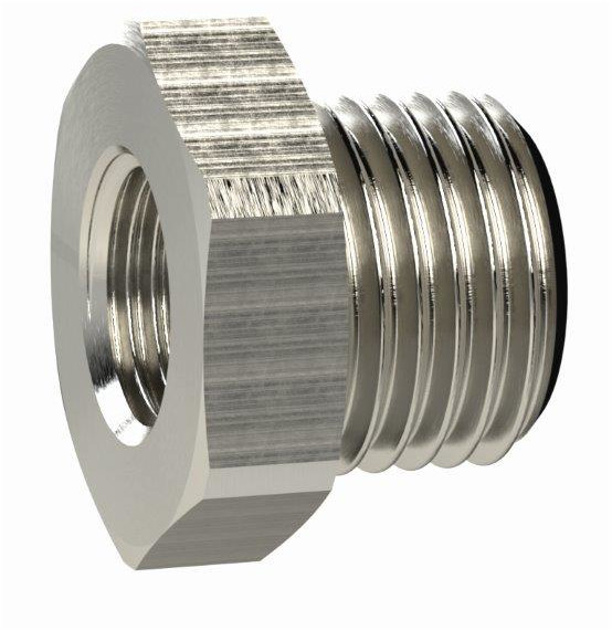 Reduziernippel kurz, G 1 1/2 AG, G 1 1/4 IG, SW 55, Messing vernickelt - bei HUG Technik ✓