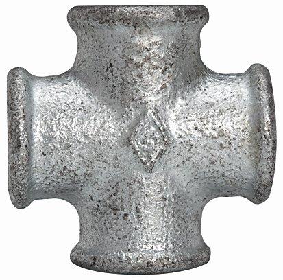 Kreuzstück 180, 4 x IG, Rp 1 1/4, schwarzer Temperguss feuerverzinkt - bei HUG Technik ✓