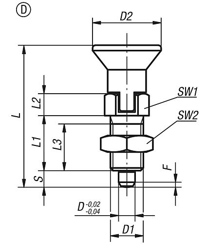 Arretierbolzen Gr.0 M08X1, D=4, Form: D mit Rastnut mit Kontermutter, Edelstahl gehärtet, Komp: Thermoplast Komp: rot - K0338.0400484 - gibt’s bei HUG Technik ✓