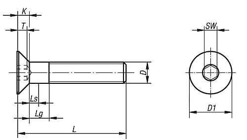 Senkschraube mit Innensechskant DIN EN ISO10642 M04X10 Gewinde durchgehend, Edelstahl A4 blank - K0708.604X10 - bekommst Du bei ★ HUG Technik ✓