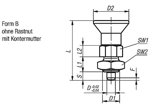 Arretierbolzen kurze Ausführung Gr.0 M08X1, D=4, Form: B ohne Rastnut mit Kontermutter, Edelstahl ungehärtet - K0631.1600484 - direkt von HUG Technik ✓