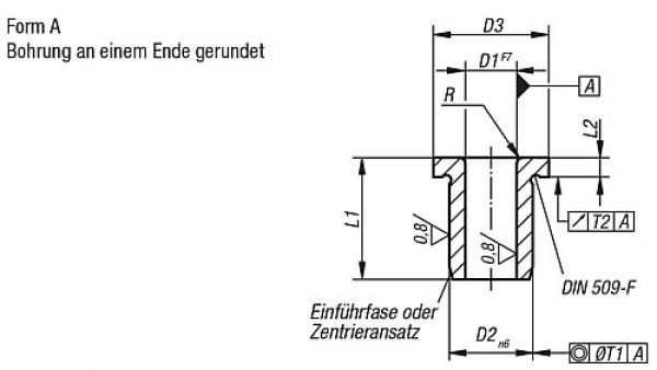 Bohrbuchse mit Bund, Form: A Einsatzstahl 10,3X18X25 - K1022.A1030X25 - bei HUG Technik ✭