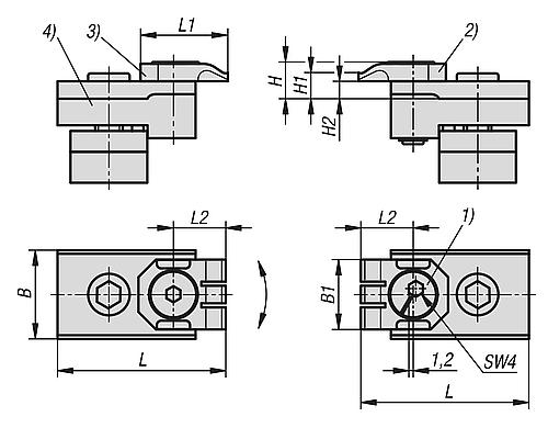 Flachspanner für T-Nut, BN=10, L=46, B=18, H=10,5, Stahl, Komp: Federstahl - K1540.10 - direkt von HUG Technik ✓