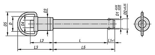 Kugelsperrbolzen mit Ringklammer Edelstahl, selbstsichernd, D1=10, L=100 - K0746.01710100 - bei HUG Technik ✭