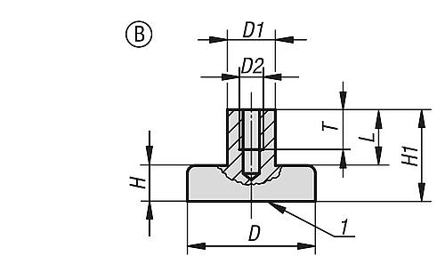 Magnet mit Zapfen mit Innengewinde M03 L=11,5, Form: B Hartferrit, Flachgreifer, D=10 ±0,15 - K0549.01 - bei HUG Technik ✓